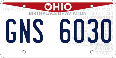 OH license plate GNS6030