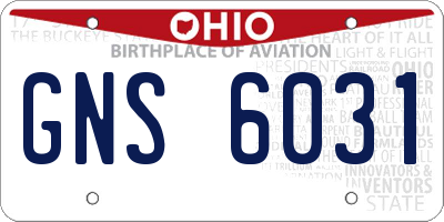 OH license plate GNS6031