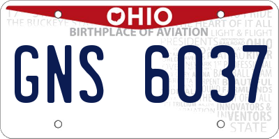 OH license plate GNS6037