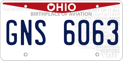 OH license plate GNS6063
