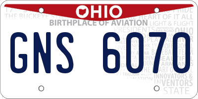 OH license plate GNS6070