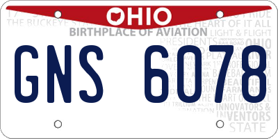 OH license plate GNS6078