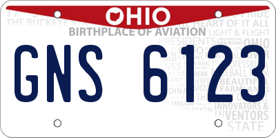 OH license plate GNS6123