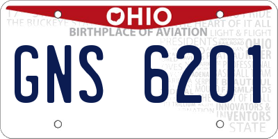 OH license plate GNS6201