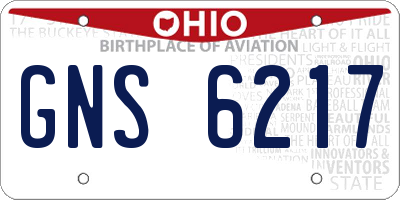 OH license plate GNS6217