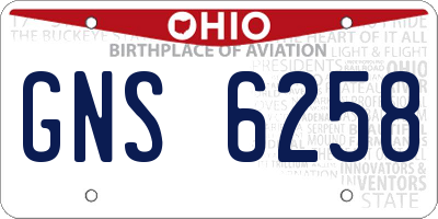 OH license plate GNS6258