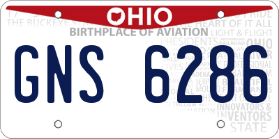 OH license plate GNS6286