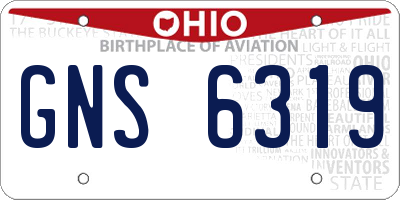 OH license plate GNS6319
