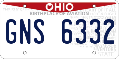 OH license plate GNS6332