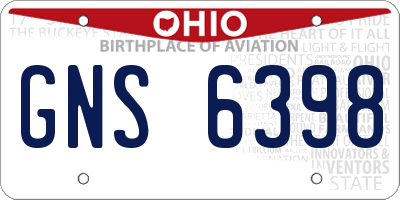 OH license plate GNS6398