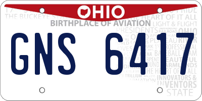 OH license plate GNS6417