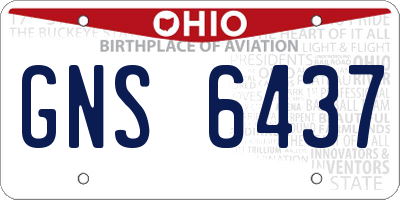 OH license plate GNS6437