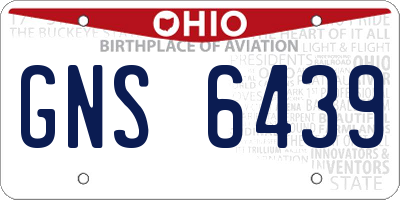 OH license plate GNS6439