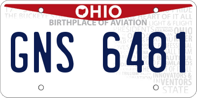 OH license plate GNS6481