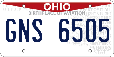 OH license plate GNS6505