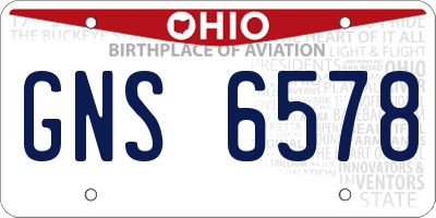 OH license plate GNS6578