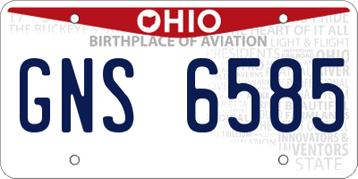 OH license plate GNS6585