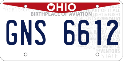 OH license plate GNS6612