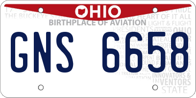 OH license plate GNS6658