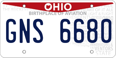 OH license plate GNS6680