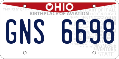 OH license plate GNS6698