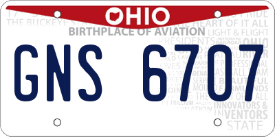OH license plate GNS6707