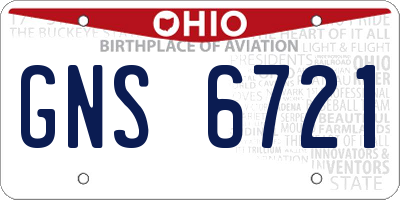 OH license plate GNS6721