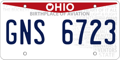 OH license plate GNS6723