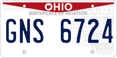 OH license plate GNS6724
