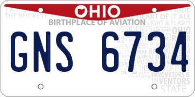 OH license plate GNS6734
