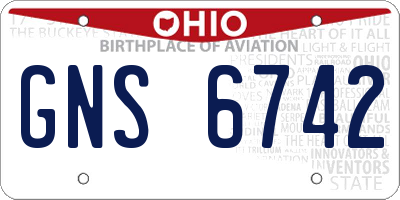 OH license plate GNS6742