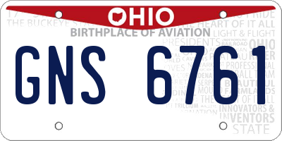 OH license plate GNS6761
