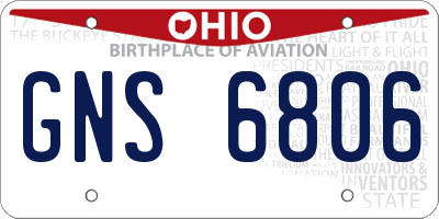 OH license plate GNS6806