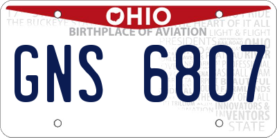 OH license plate GNS6807