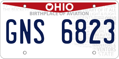 OH license plate GNS6823