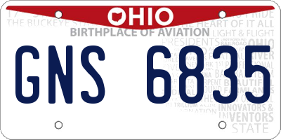 OH license plate GNS6835