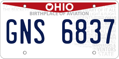 OH license plate GNS6837