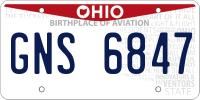 OH license plate GNS6847