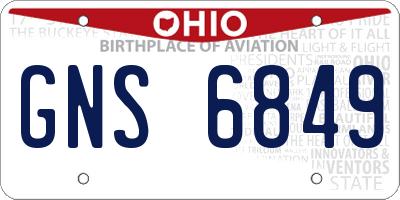 OH license plate GNS6849