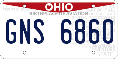 OH license plate GNS6860