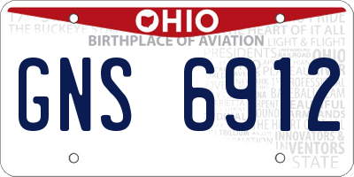 OH license plate GNS6912