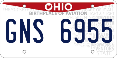 OH license plate GNS6955