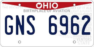 OH license plate GNS6962