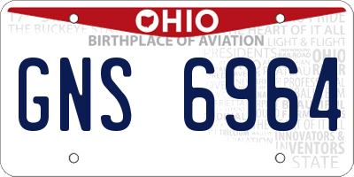 OH license plate GNS6964