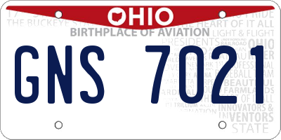 OH license plate GNS7021