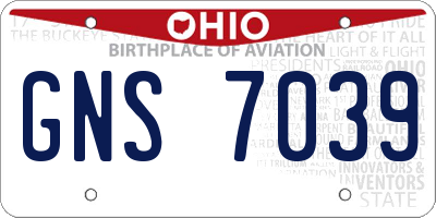 OH license plate GNS7039