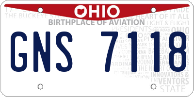 OH license plate GNS7118