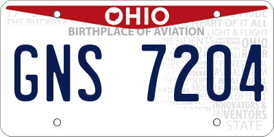 OH license plate GNS7204