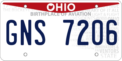 OH license plate GNS7206
