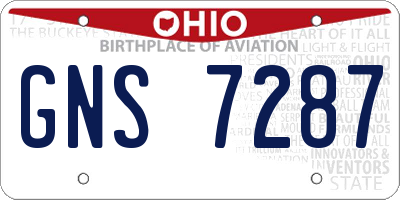 OH license plate GNS7287